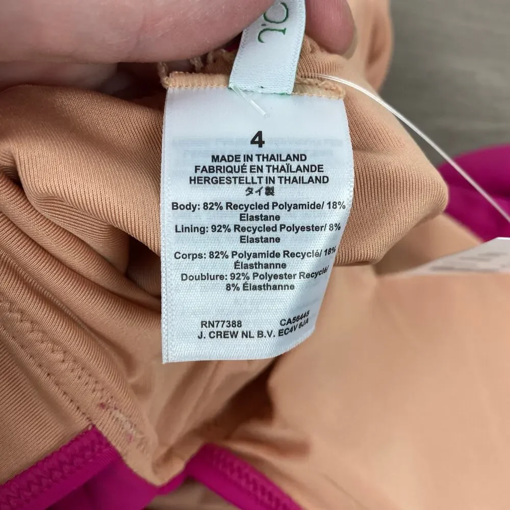 J.Crew Magenta Orchid Ruffle One Piece Swimsuit Sz.4 NWT